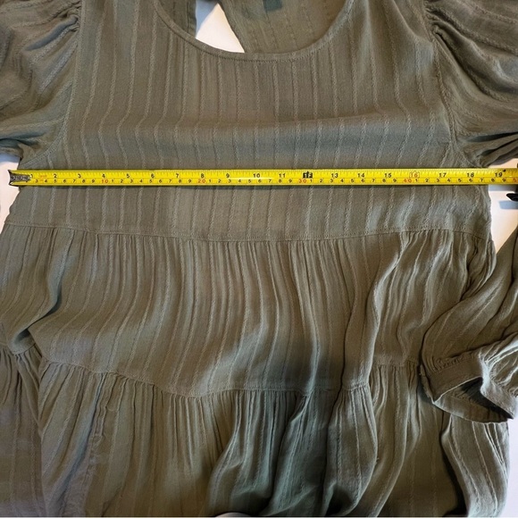 American Eagle Womens S Olive Green Tiered Babydoll Long Sleeve Boho Top - Picture 10 of 12